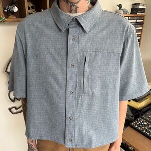 Avalanche NWT Cropped Boxy Slate Blue S/S Button Down Shirt ~ Size Large
